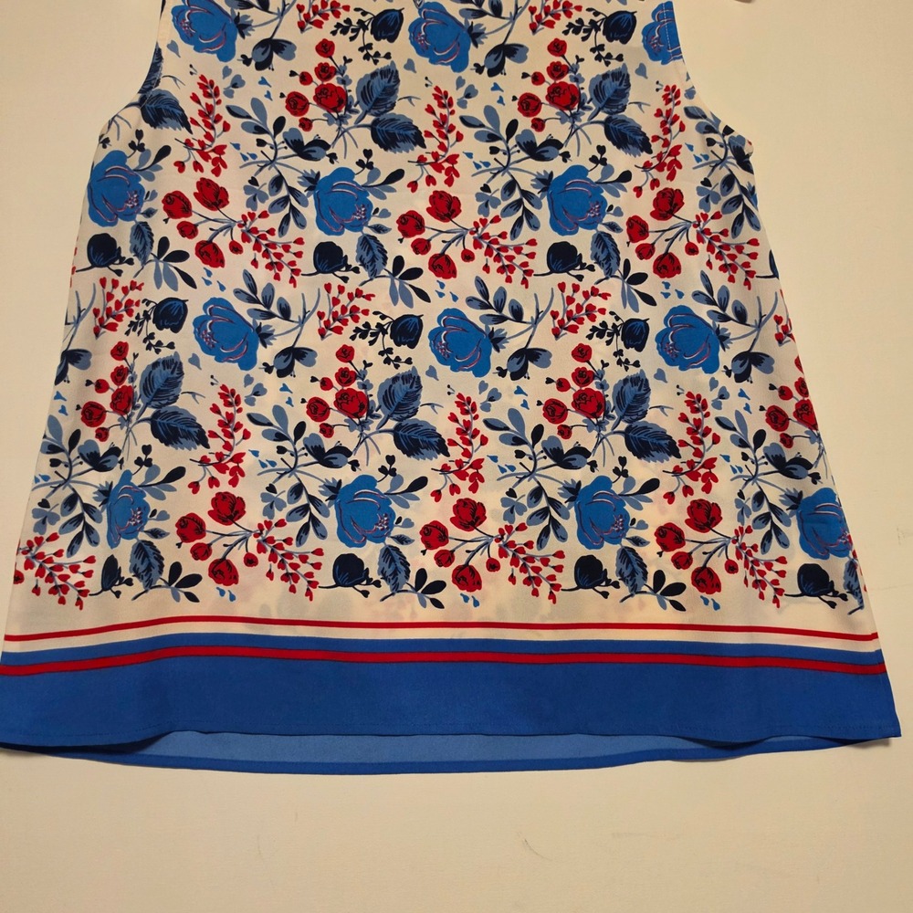 Tommy Hilfiger Floral Print Sleeveless Blouse Blue Red White Medium - Picture 8 of 8